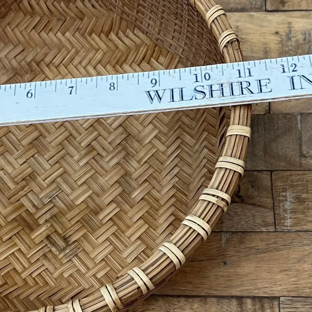 Vintage Hand Woven Round Bottom Wicker Winnowing Basket 11